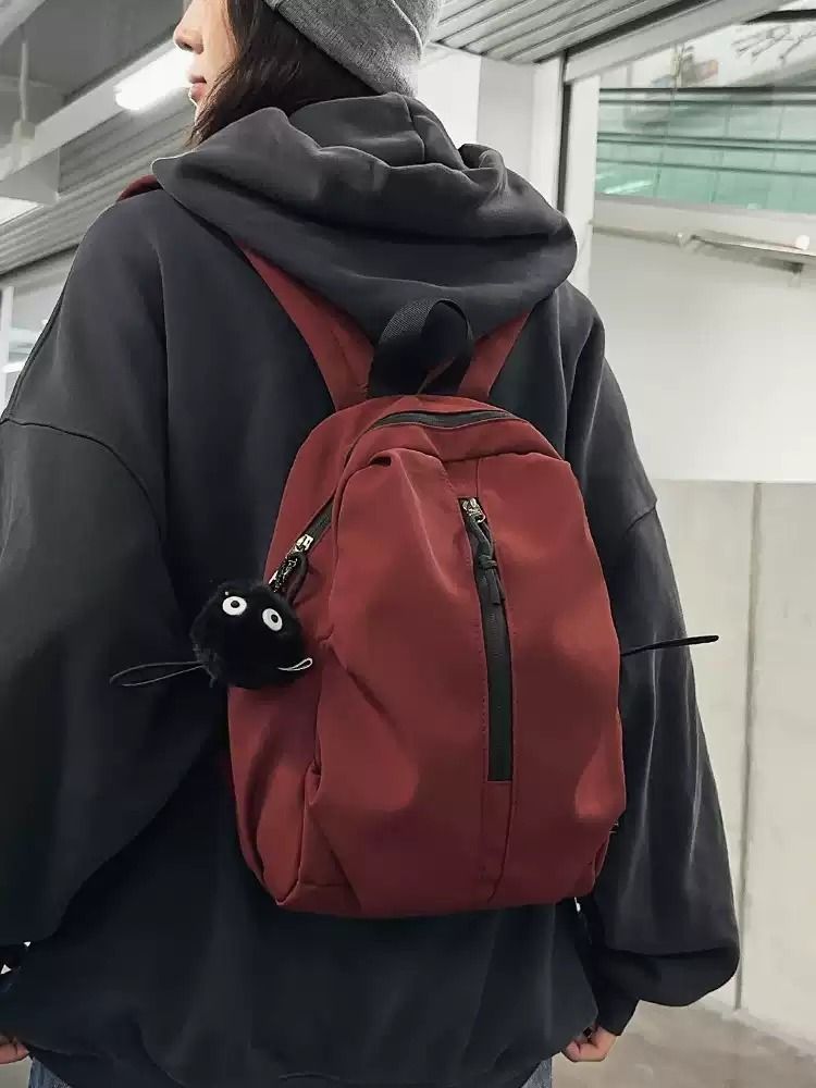 Casual Backpacks With Plush Keychain image 1