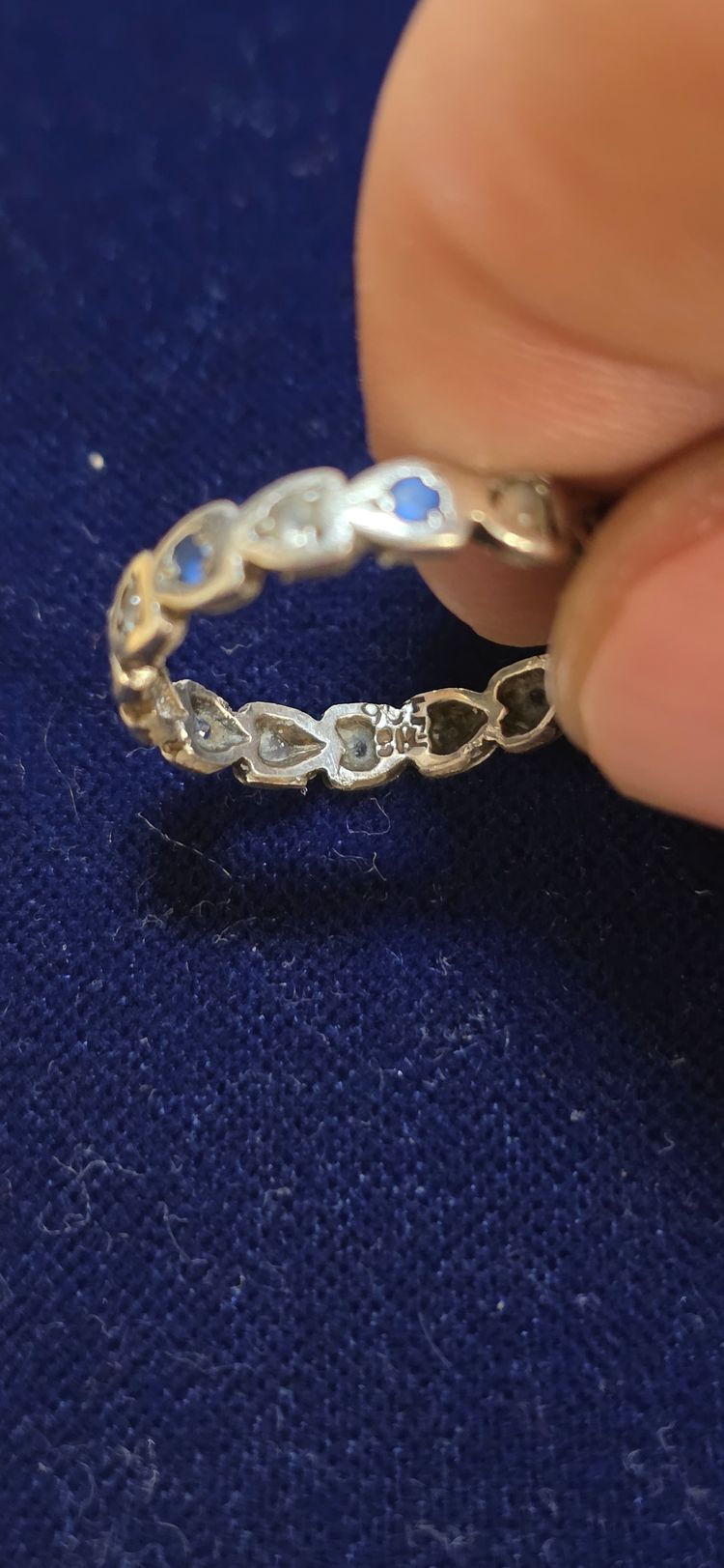 925 sterling Silver Heart-Shaped Linked Ring size O obraz 6