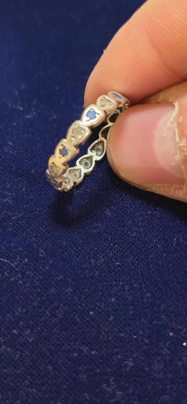 925 sterling Silver Heart-Shaped Linked Ring size O obraz 4
