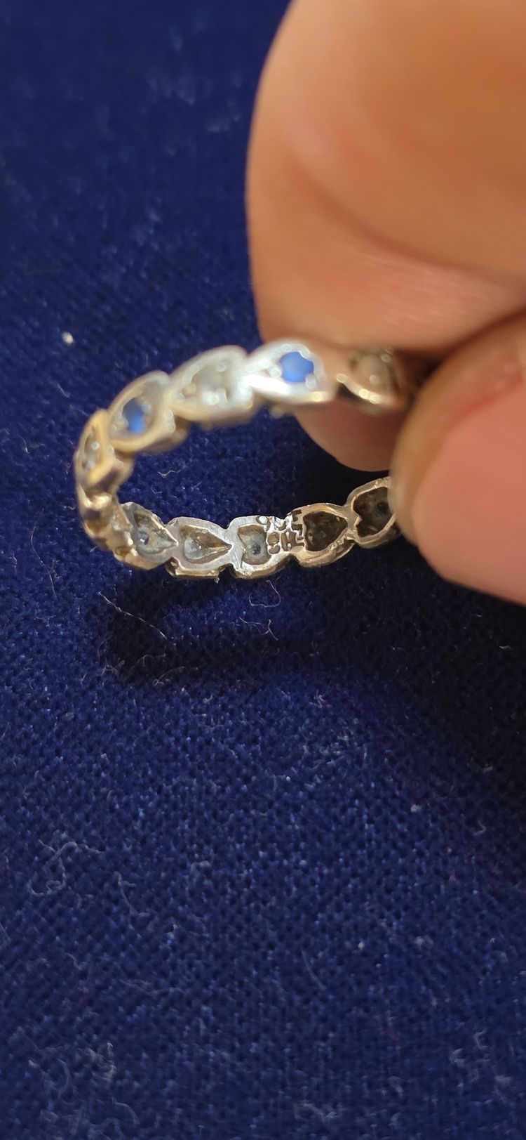 925 sterling Silver Heart-Shaped Linked Ring size O obraz 7