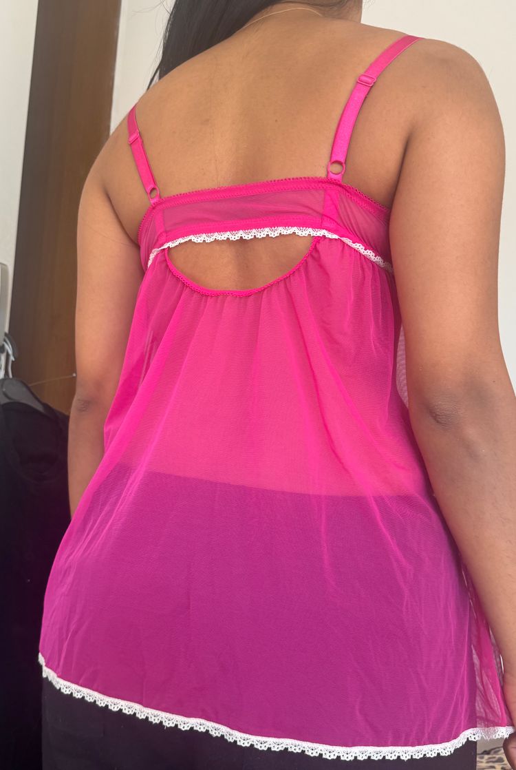 Pink Sheer Lingerie Babydoll imagen 4