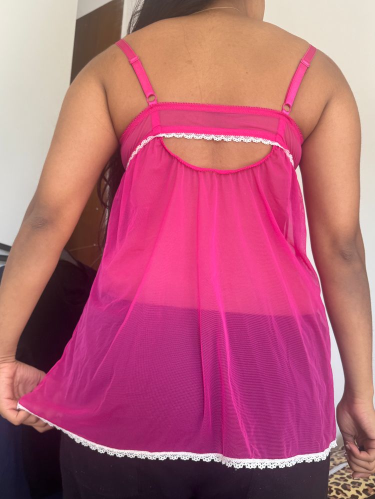 Pink Sheer Lingerie Babydoll imagen 3
