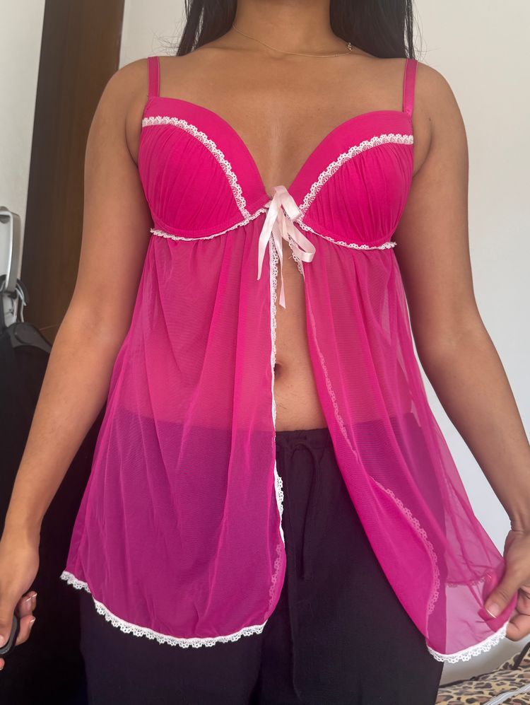 Pink Sheer Lingerie Babydoll