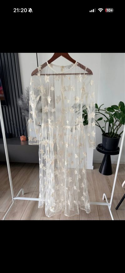 White Sheer Dress With Floral Pattern