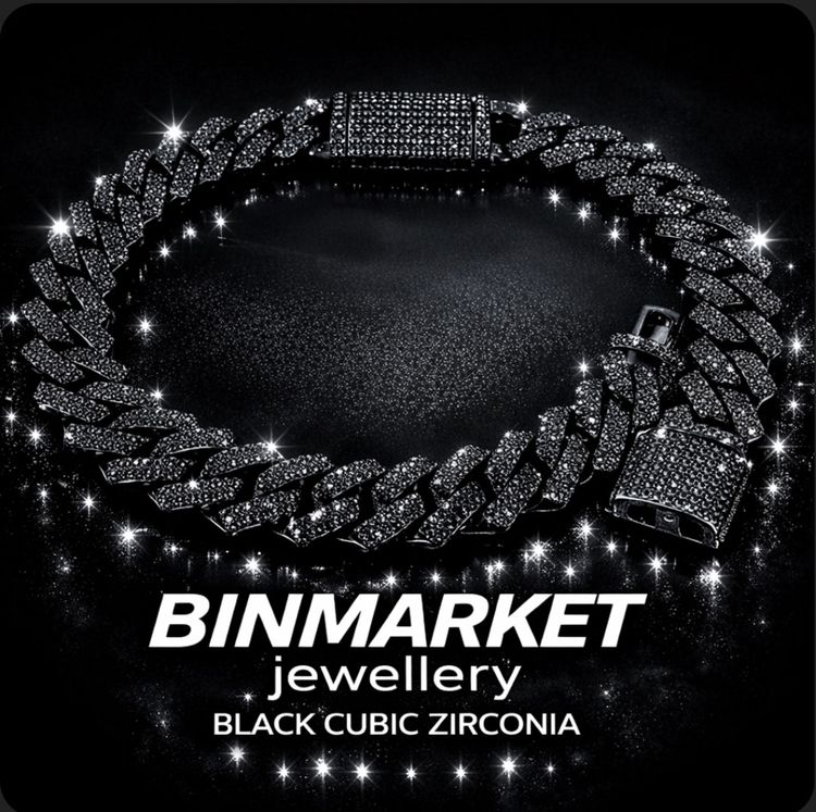 Binmarket Black Cubic Zirconia Chain