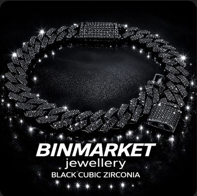 Binmarket Black Cubic Zirconia Chain