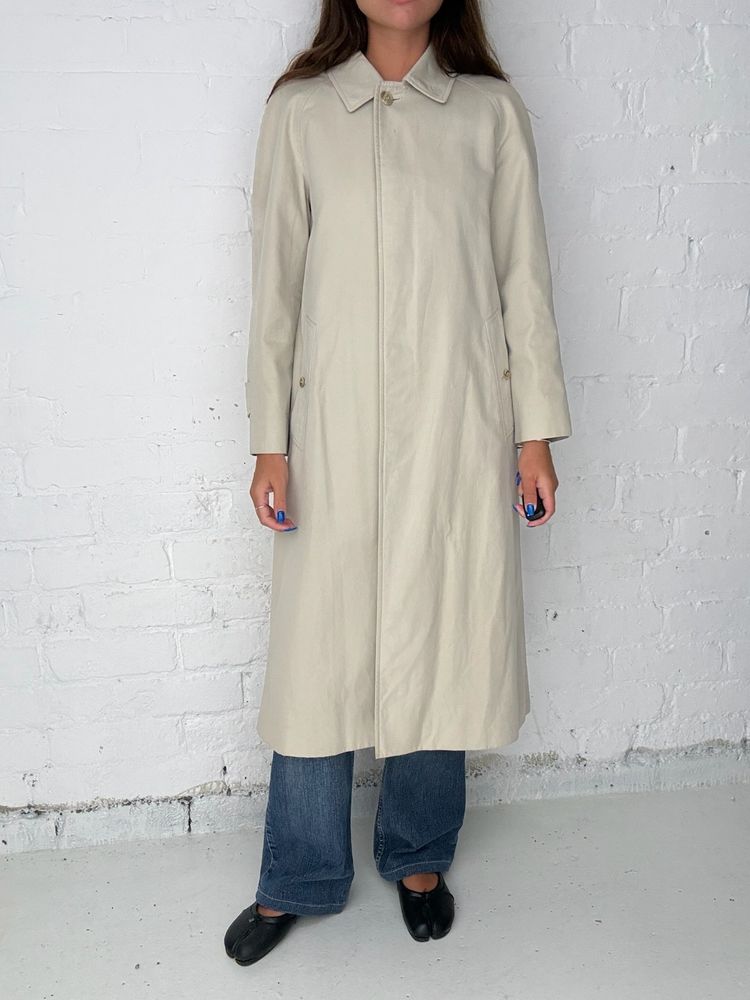 Burberry Vintage Cream Nova Check Lined Mac Trench Coat image 3