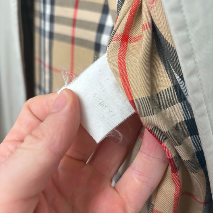 Burberry Vintage Cream Nova Check Lined Mac Trench Coat image 9