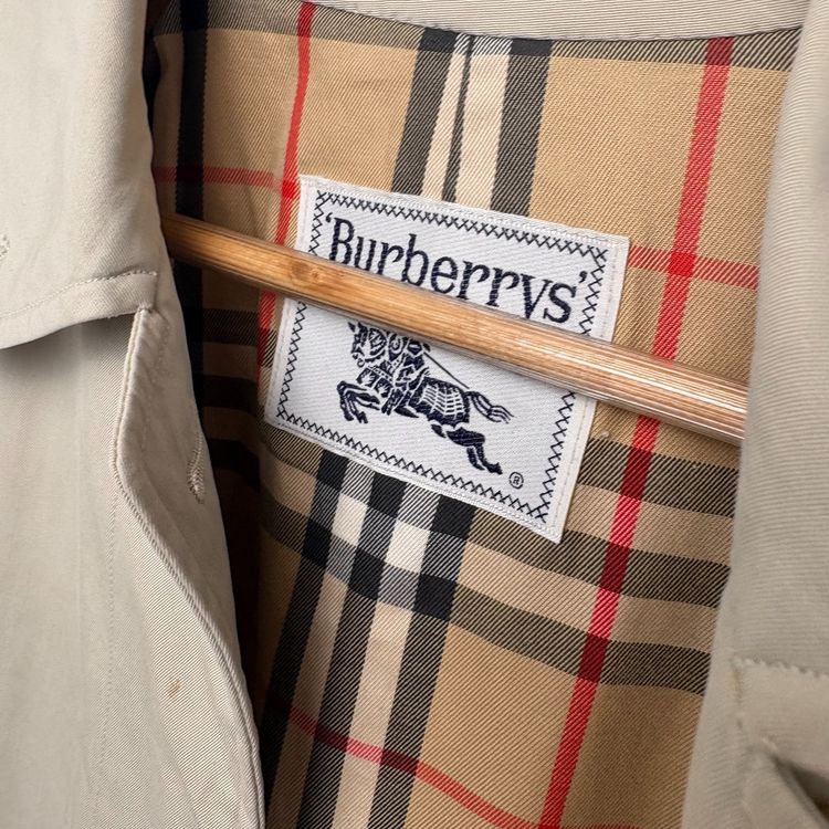 Burberry Vintage Cream Nova Check Lined Mac Trench Coat image 7