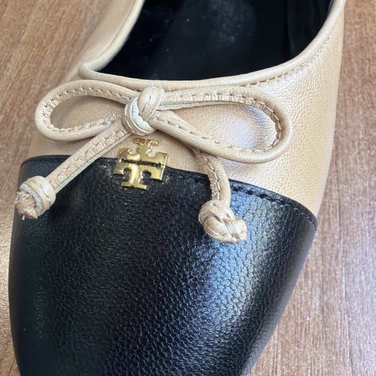 Tory Burch Cap-Toe Ballet Flats Leather Ginger Black Uk 6 USA 8.5 New image 6