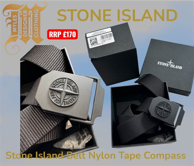 Stone Island Belt Nylon Tape Compass - Matt Black Buckle
