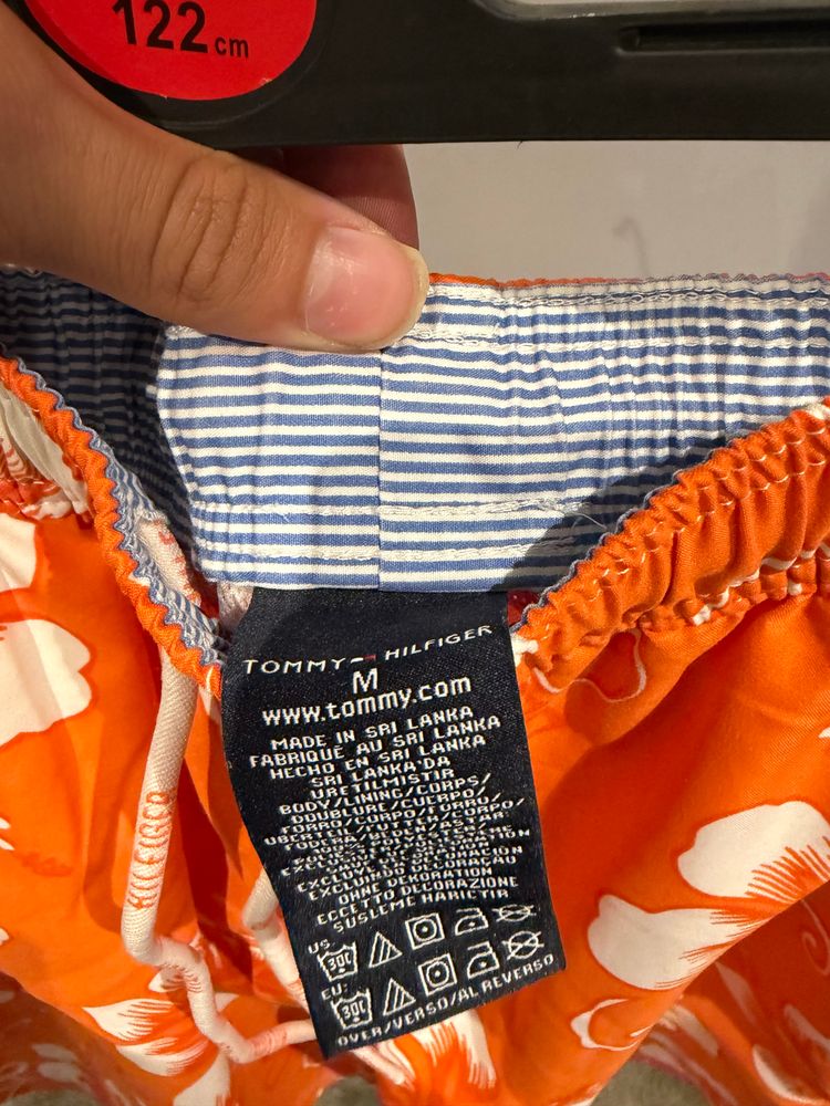 Tommy Hilfiger Swim Shorts Orange Floral Hawaiian Beach Shorts Size M image 3