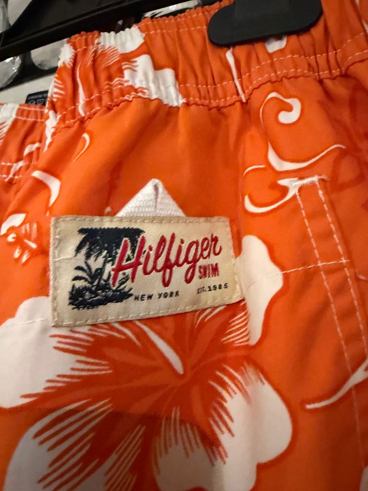 Tommy Hilfiger Swim Shorts Orange Floral Hawaiian Beach Shorts Size M image 5