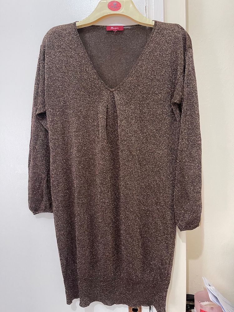 Other brown long sleeve V-neck sweater dress product image
