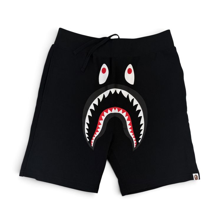 Bape Men’s Black Front Shark Shorts image 1