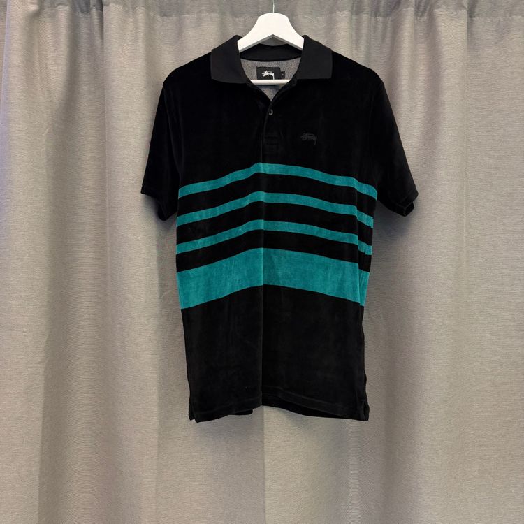 Stüssy Velour Striped Polo Black S image 1