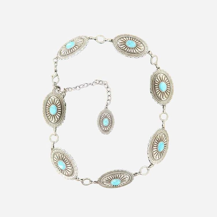 Silver-Tone Turquoise Stone Belt image 1