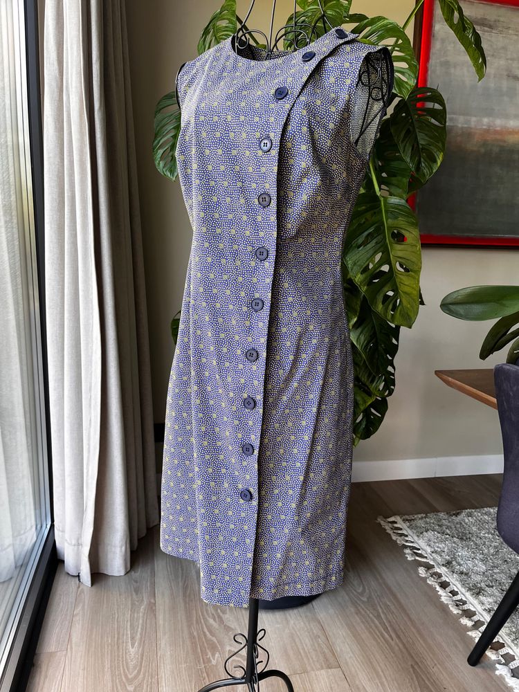 Other Blue Sleeveless Buttoned Dress With Floral Pattern product image