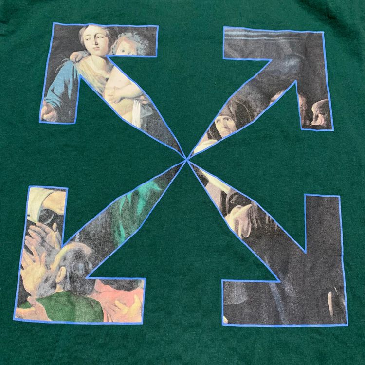 Off White Small Caravaggio Graphic Green Tee Virgil Abloh image 4