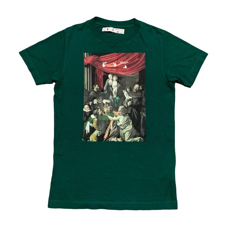 Off White Small Caravaggio Graphic Green Tee Virgil Abloh image 1