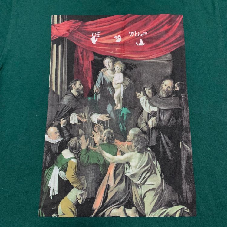 Off White Small Caravaggio Graphic Green Tee Virgil Abloh image 7