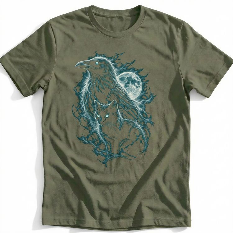 Spectral Raven Cat Teal T-Shirt image 4