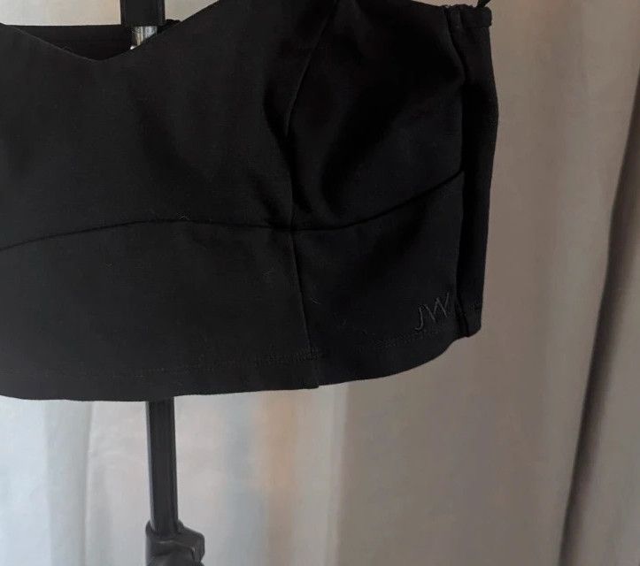 Jack Wills Bandeau Crop Top Black UK 12 Sweetheart Corset Bralette Y2K Party image 7