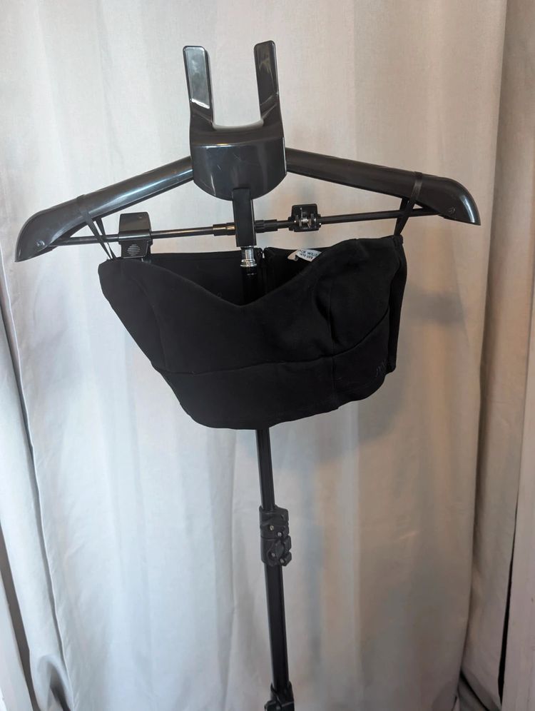 Jack Wills Bandeau Crop Top Black UK 12 Sweetheart Corset Bralette Y2K Party image 2