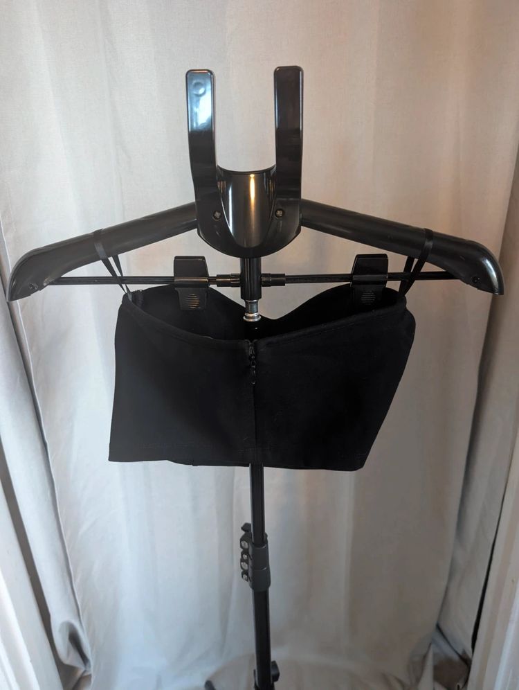 Jack Wills Bandeau Crop Top Black UK 12 Sweetheart Corset Bralette Y2K Party image 4