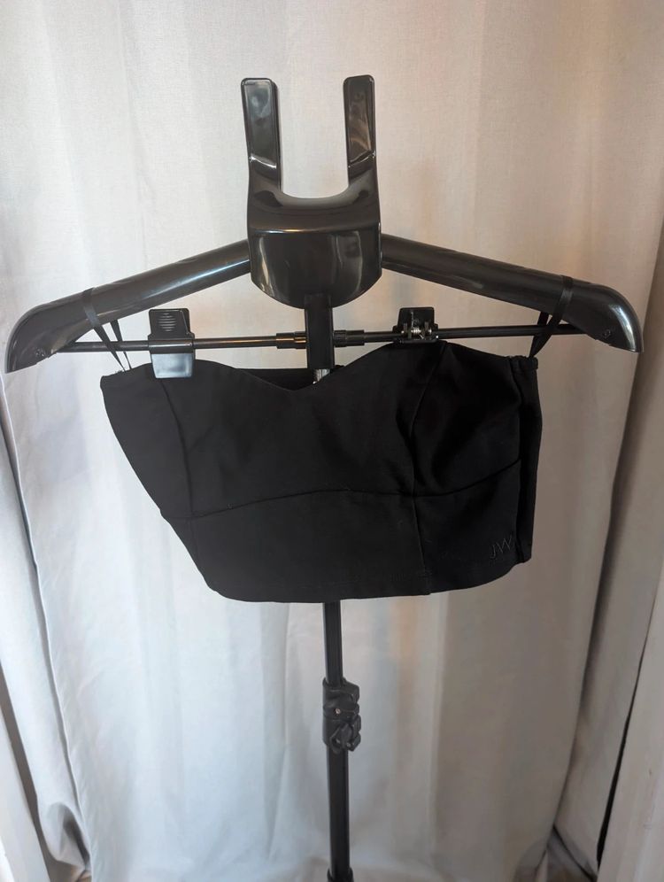 Jack Wills Bandeau Crop Top Black UK 12 Sweetheart Corset Bralette Y2K Party image 1