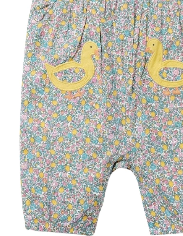 JoJo Maman Bebe Sleeveless lemon Ditsy Dungarees in White Mix 4