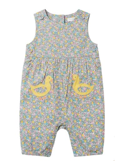 JoJo Maman Bebe Sleeveless lemon Ditsy Dungarees in White Mix 2