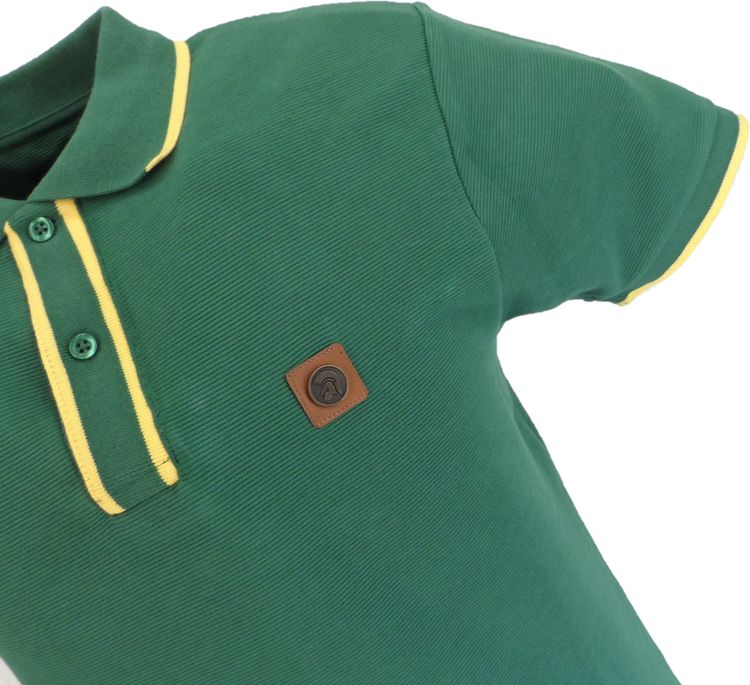 Immagine di Trojan Mens Green Ottoman Rib Tipped Polo Shirt 3
