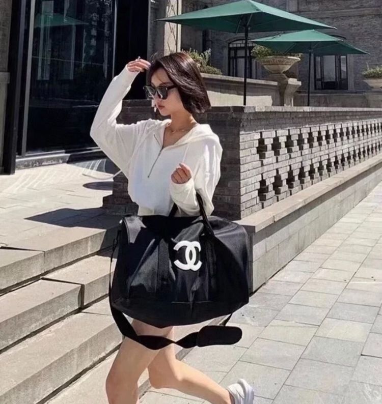 Black Duffle Bag With White Logo image 5