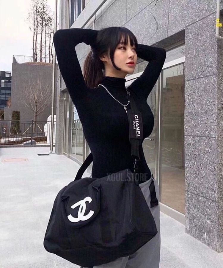 Black Duffle Bag With White Logo image 4