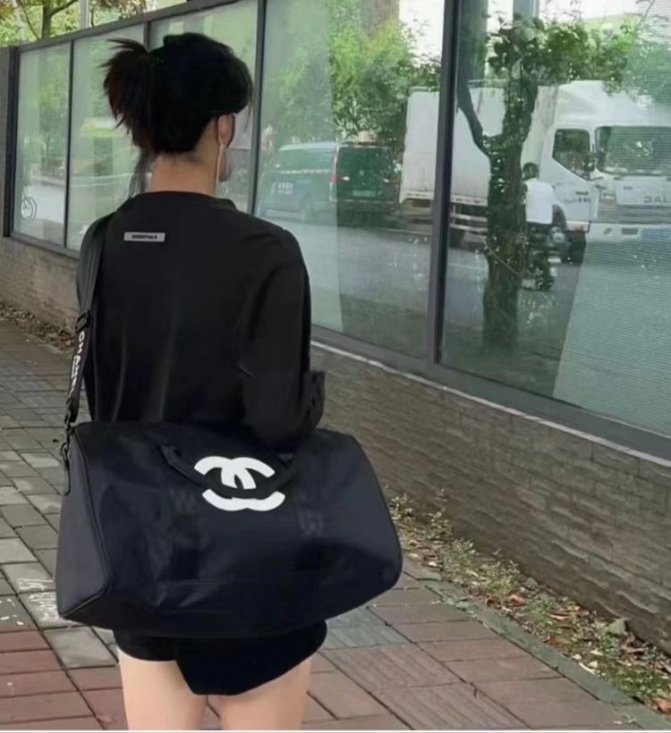 Black Duffle Bag With White Logo image 3