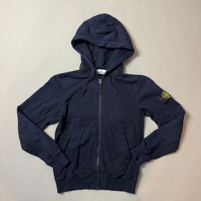 Stone Island Navy Zip Up Hoodie - Medium