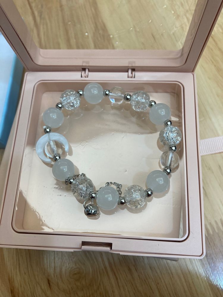 White And Clear Bead Bracelet imagen 2