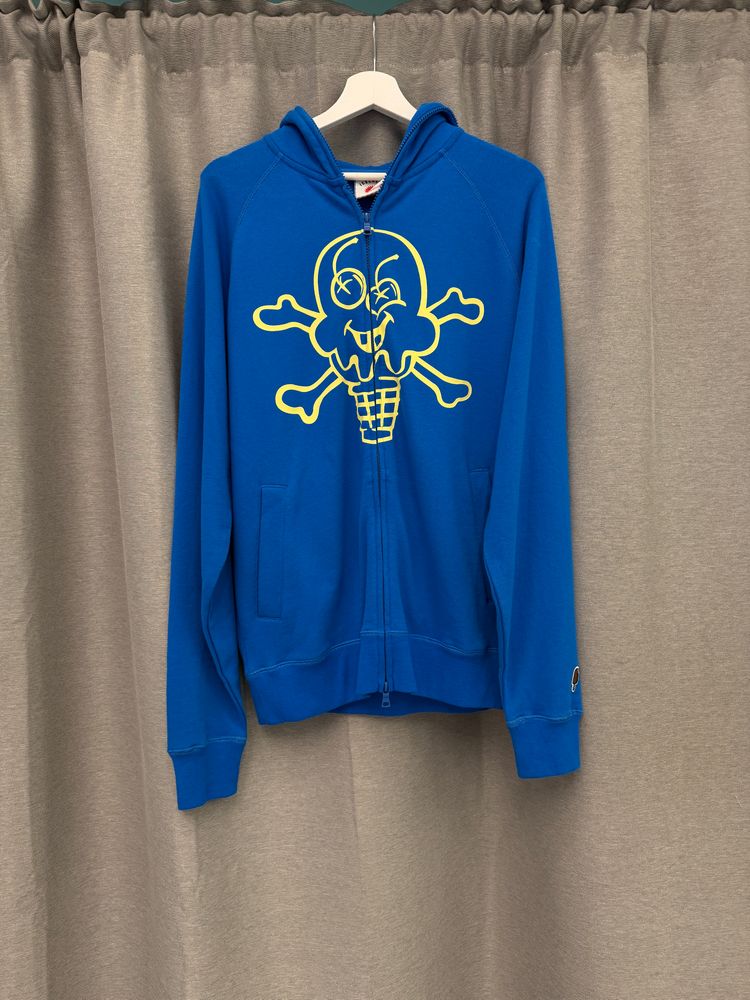Icecream Full Zip Up Hoodie Blue Logo