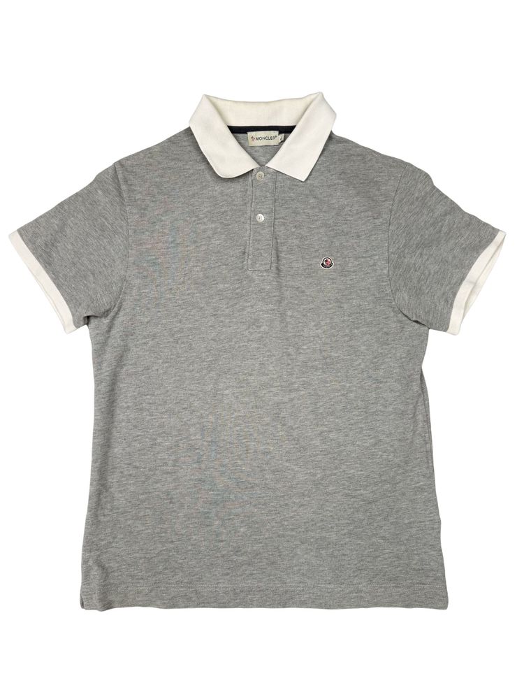 Moncler Badge White Collar Polo - Grey (169977891)