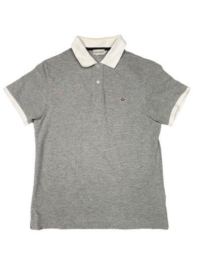 Moncler Badge White Collar Polo - Grey (169977891)
