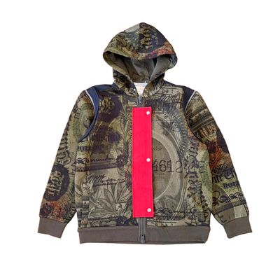 Givenchy Green Money Print Removable Sleeve Zip Hoodie