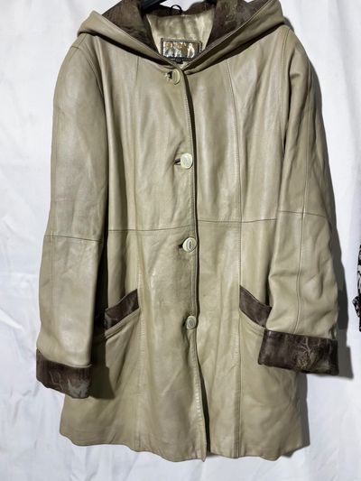 RICHMOND Beige Leather Hooded Coat