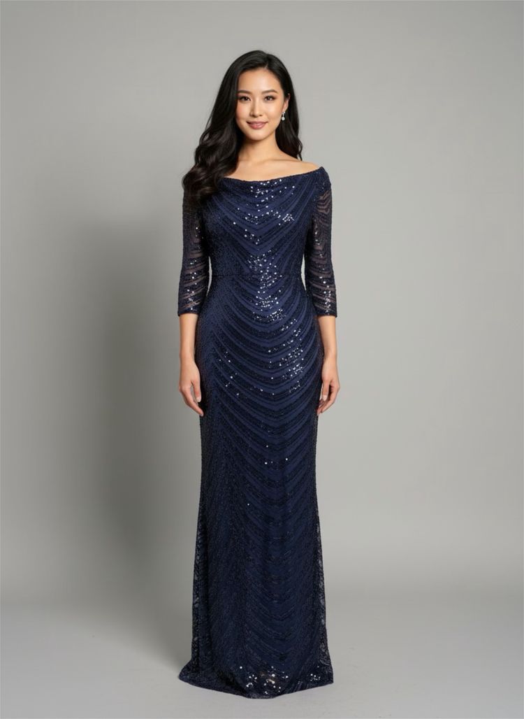 Lipsy Lipsy Navy Blue Sequin Evening Dress RRP£150 product image