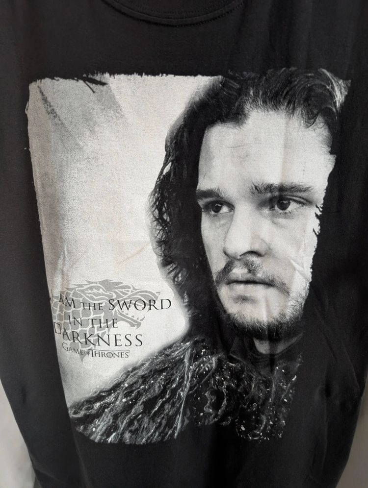 Game Of Thrones Jon Snow Graphic T-Shirt Black XL Nights Watch HBO Top image 2