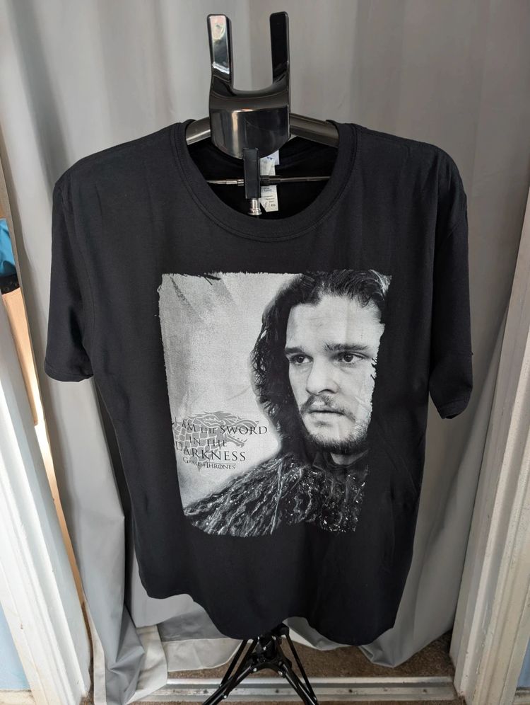 Game Of Thrones Jon Snow Graphic T-Shirt Black XL Nights Watch HBO Top image 1