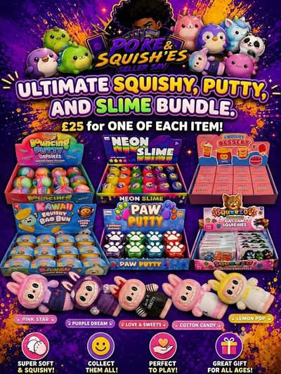 ANY 7 ITEMS ON SCREEN ltimate Squishy, Putty, And Slime Bundle
