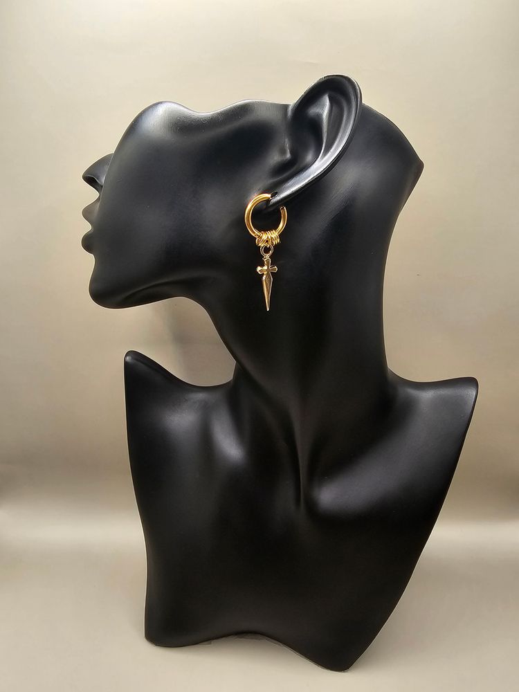Other Gold-Tone Hoop Earrings With Dagger And Cross Charms product image