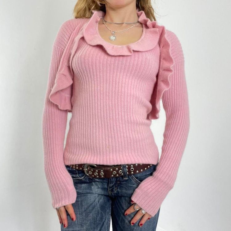 Pink Ribbed Knit Sweater And Tank Top Set