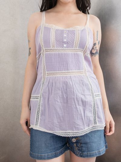 LILAC LACE PINTUCK CAMISOLE